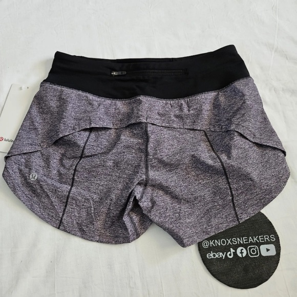 Lululemon Speed Up MR Lined Short 4" Grwy Black MBHL LW7AVNT Women's Size 4 - Picture 3 of 6